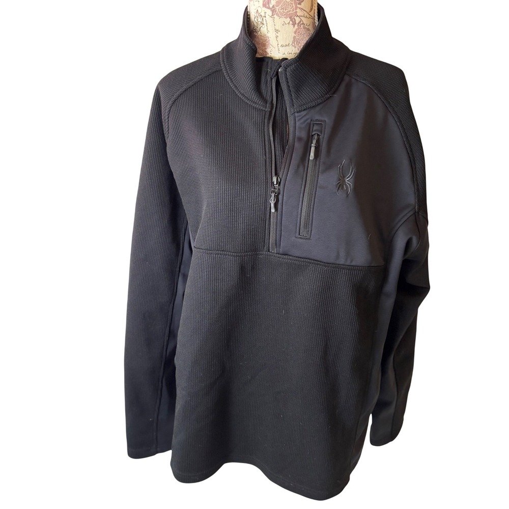 Spyder Mens Black Fleece Lined 1/4 Zip Pullover Jacket XXLG